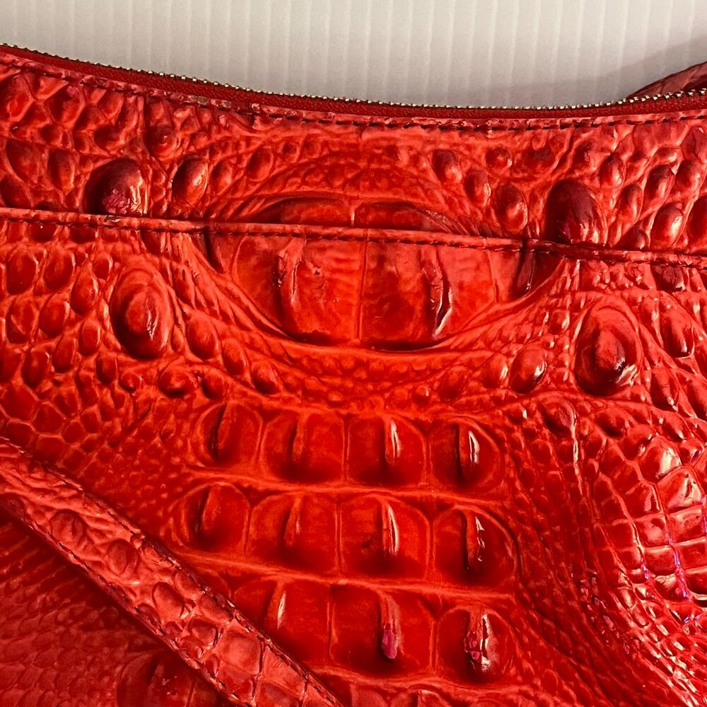 Brahmin Katie Crossbody Croc Embossed Lipstick Red Messenger Bag - Picture 7 of 12